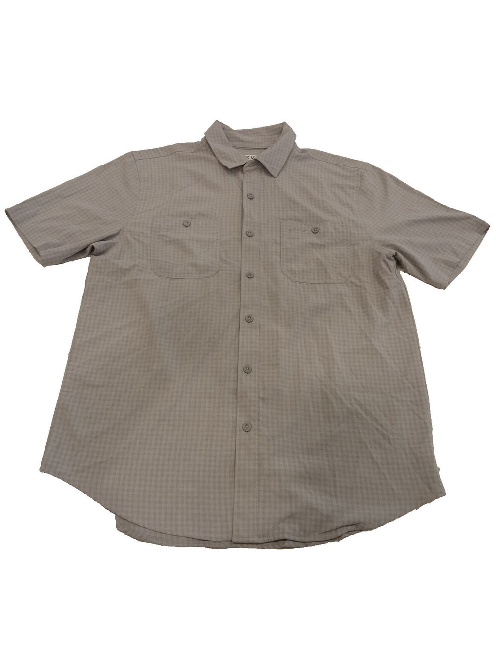 Orvis Shirt Mens Medium Gray Micro Plaid Short Sleeve Button Down Stretch M